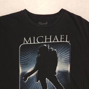 Michael Jackson Band Crew Neck Graphic Short Sleeve Shirt Mens Size L Black